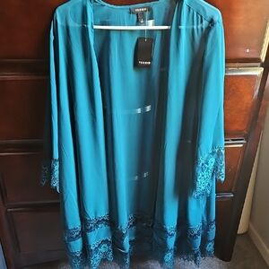 Torrid Teal Lace-Accented Robe